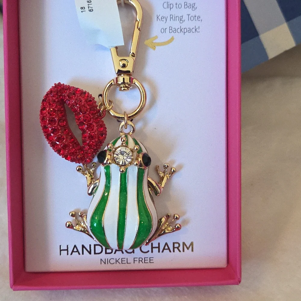 Green and White Frog Handbag Charm - Picture 1 of 2